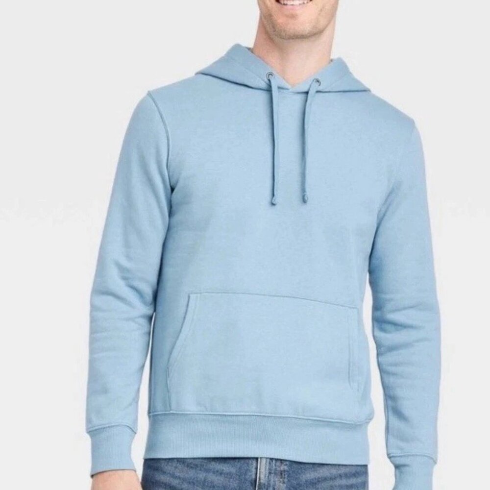 Goodfellow & Co Ultra Soft Core Fleece Mens Pullover Hoodie Light Blue Sz M